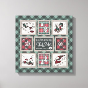 Peanuts   Ouderwets slee ritten patroon Canvas Afdruk