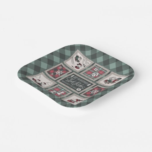 Peanuts | Ouderwets slee ritten patroon Papieren Bordje (Gebogen)