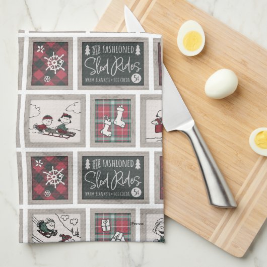 Peanuts | Ouderwets slee ritten patroon Theedoek (Quarter Fold)