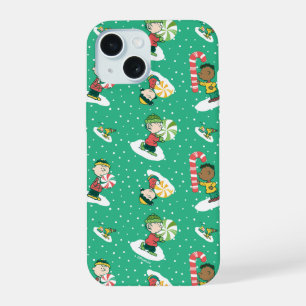 Peanuts Pepermint Dreams Sneeuwvlok Patroon iPhone 15 Hoesje