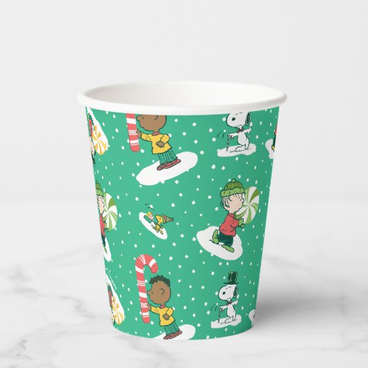 Peanuts Pepermint Dreams Sneeuwvlok Patroon Papieren Bekers (Voorkant)