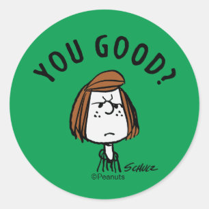 Peanuts   Peppermint Patty Ben je goed? Ronde Sticker