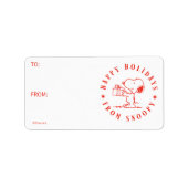 Peanuts prettige feestdagen | Van Snoopy Gift Labe Etiket (Voorkant)