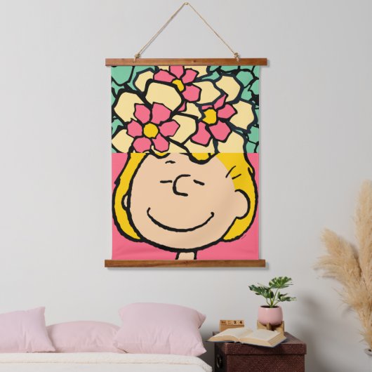 Peanuts | Sally half & half bloemen Hangend Wandkleed (Slaapkamer)