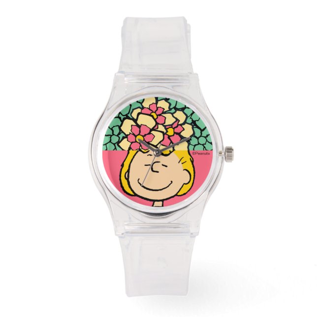 Peanuts | Sally half & half bloemen Horloge (Voorkant)