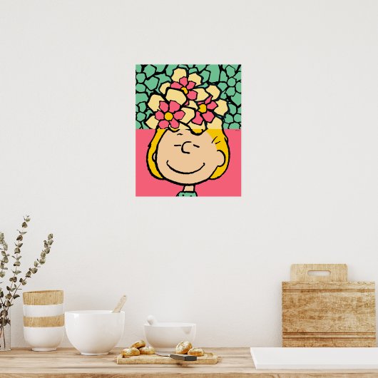 Peanuts | Sally half & half bloemen Poster (Keuken)