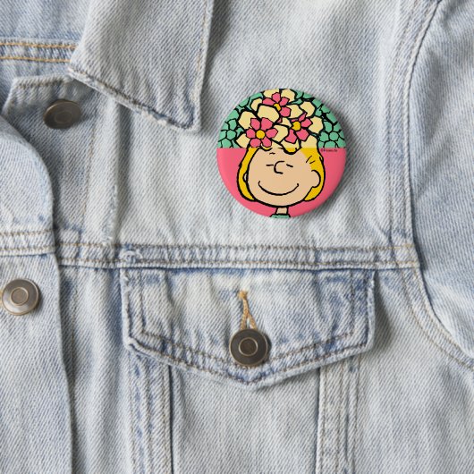 Peanuts | Sally half & half bloemen Ronde Button 5,7 Cm (In situ)