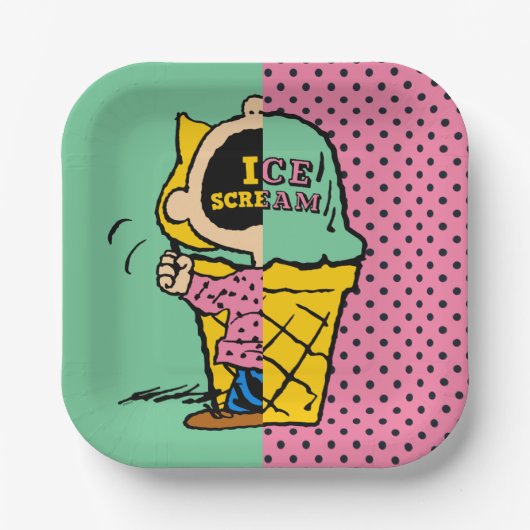Peanuts | Sally Ice Cream Half & Half Papieren Bordje (Voorkant)