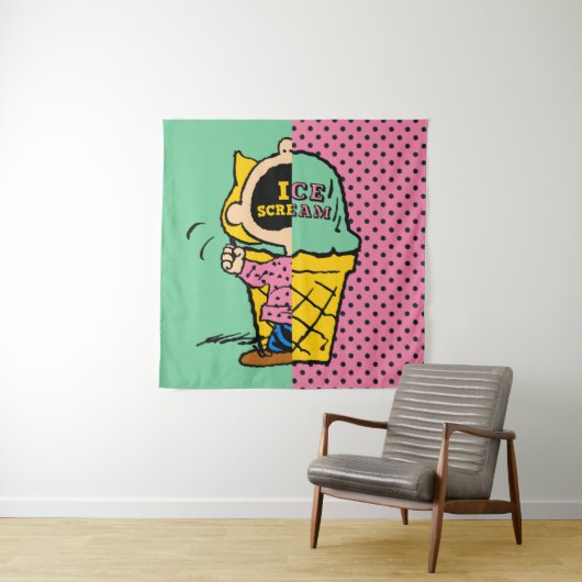 Peanuts | Sally Ice Cream Half & Half Wandkleed (In situ)