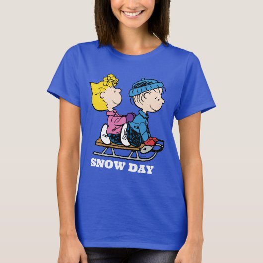 Peanuts | Sally & Linus Sled rijden T-shirt (Voorkant)