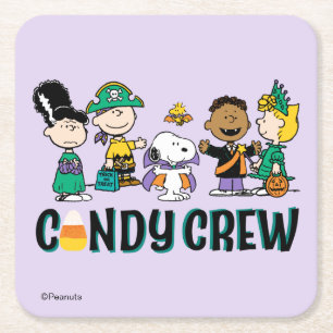 Peanuts Snoep Crew Halloween Bende Vierkante Kartonnen Onderzetter