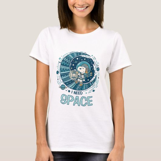 Peanuts | Snoopy Astronaut “I Need Space” T-shirt (Voorkant)