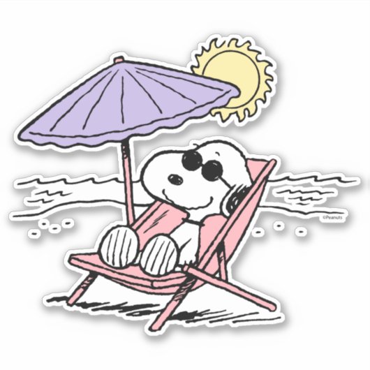 Peanuts | Snoopy Beach Sticker (Voorkant)