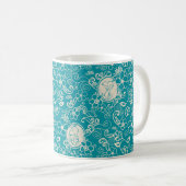 Peanuts | Snoopy Blauwgroen tropisch strandpatroon Koffiemok (Voorkant rechts)