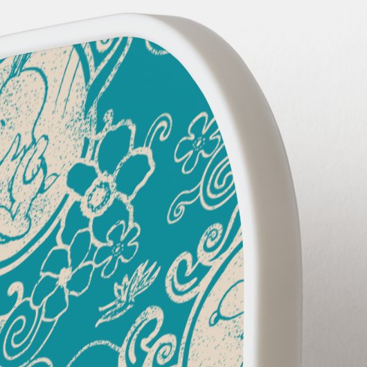 Peanuts | Snoopy Blauwgroen tropisch strandpatroon Pickleball Paddle (Links Detail)