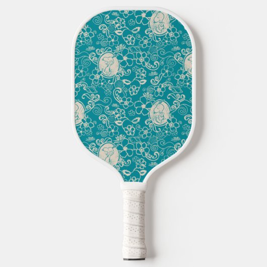 Peanuts | Snoopy Blauwgroen tropisch strandpatroon Pickleball Paddle (Voorkant)