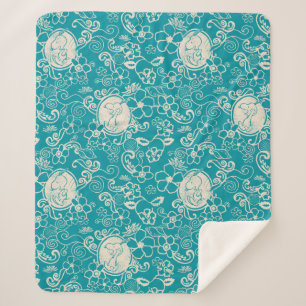Peanuts   Snoopy Blauwgroen tropisch strandpatroon Sherpa Deken