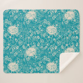 Peanuts | Snoopy Blauwgroen tropisch strandpatroon Sherpa Deken (Voorkant (horizontaal))