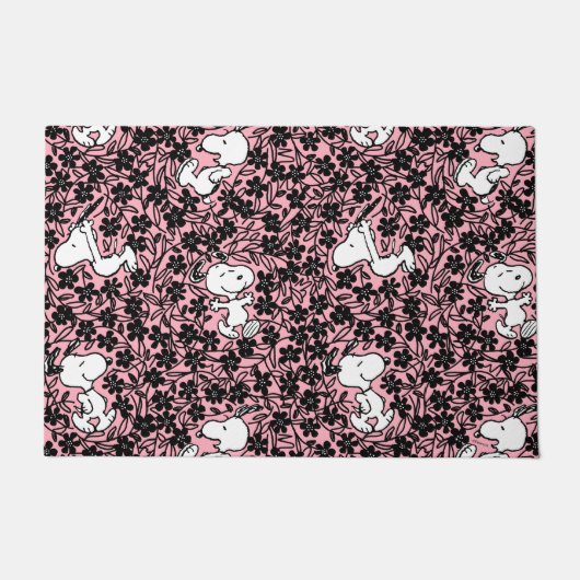 Peanuts | Snoopy Bloem Vine Patroon Deurmat (Voorkant)