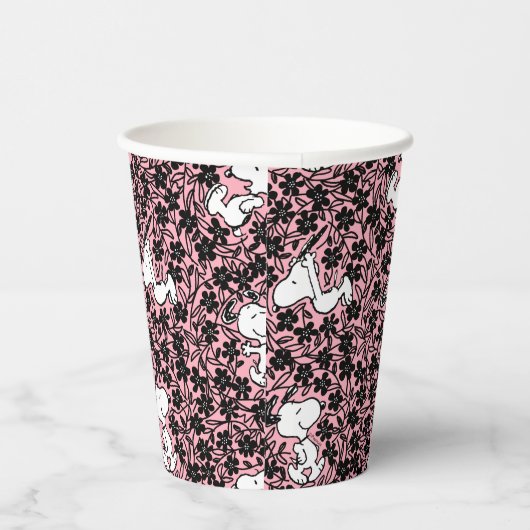 Peanuts | Snoopy Bloem Vine Patroon Papieren Bekers (Rechts)