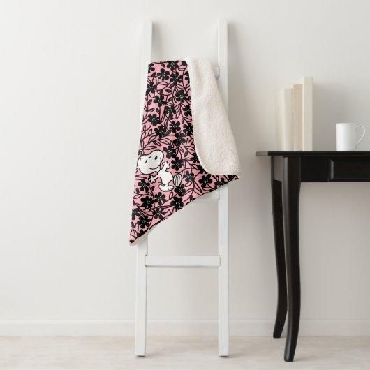 Peanuts | Snoopy Bloem Vine Patroon Sherpa Deken (In situ)