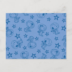 Peanuts   Snoopy Blue Space Astronaut Patroon Briefkaart