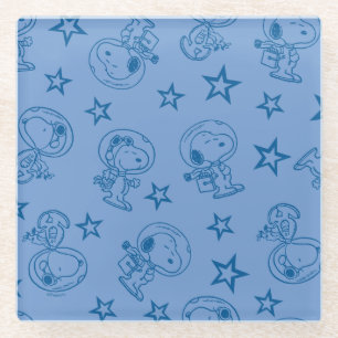 Peanuts   Snoopy Blue Space Astronaut Patroon Glazen Onderzetter