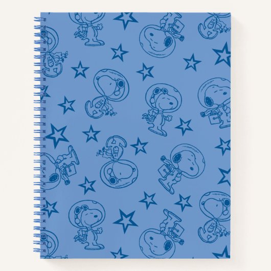 Peanuts | Snoopy Blue Space Astronaut Patroon Notitieboek (Voorkant)