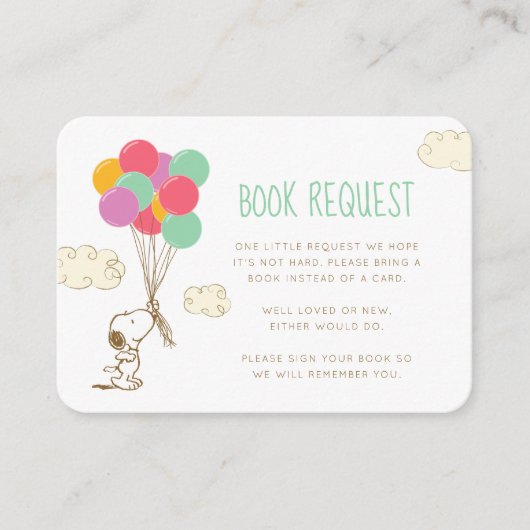 Peanuts Snoopy - Books Request Invitation Informatiekaartje (Voorkant)