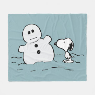 Peanuts   Snoopy bouwt een sneeuwpop Fleece Deken