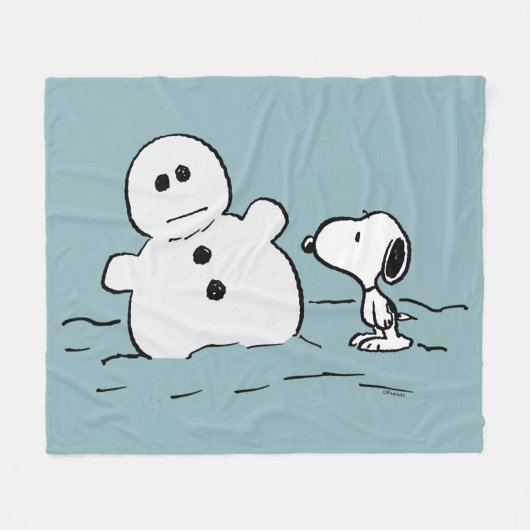 Peanuts | Snoopy bouwt een sneeuwpop Fleece Deken (Voorkant (Horizontaal))