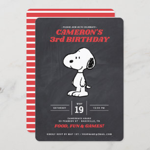 Peanuts Snoopy - Chalkboard Birthday Invitation Kaart
