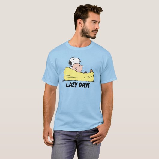 Peanuts | Snoopy & Charlie Brown in zitzak stoel T-shirt (Voorkant volledig)