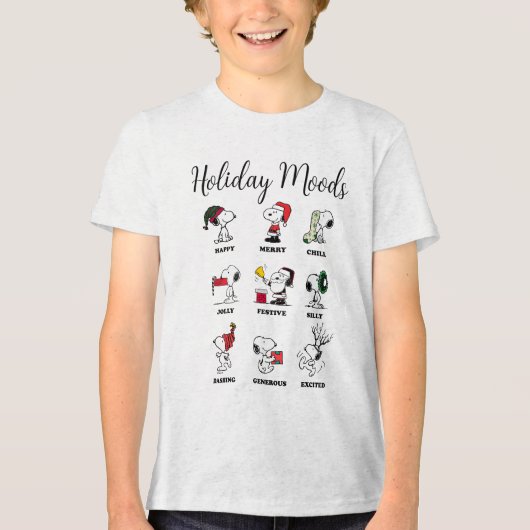 Peanuts | Snoopy Christmas Holiday Moods Tri-Blend Shirt (Voorkant)