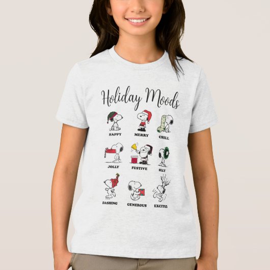 Peanuts | Snoopy Christmas Holiday Moods Tri-Blend Shirt (Voorkant)