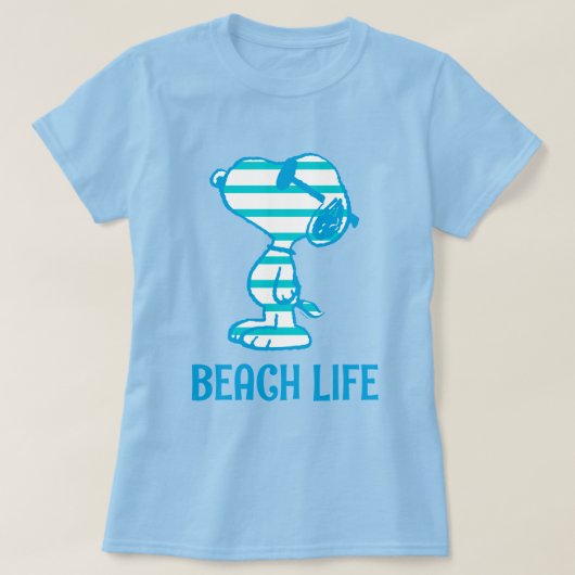 Peanuts | Snoopy Cyan Stripes Zonnebril T-shirt (Design voorkant)