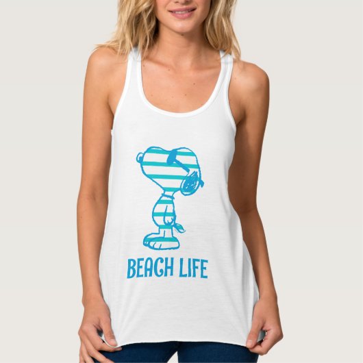 Peanuts | Snoopy Cyan Stripes Zonnebril Tanktop (Voorkant)