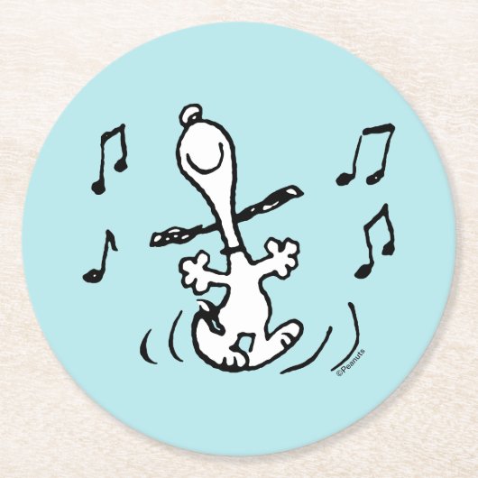 Peanuts | Snoopy Dancing Ronde Kartonnen Onderzetter (Voorkant)
