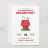 Peanuts Snoopy Dog House Birthday Invitation Kaart (Voorkant)