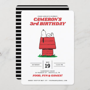 Peanuts Snoopy Dog House Birthday Invitation Kaart