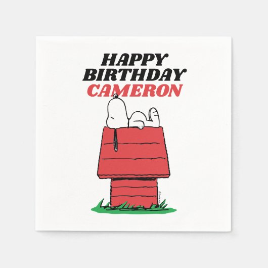 Peanuts Snoopy Dog House Birthday Napkins Servet (Voorkant)