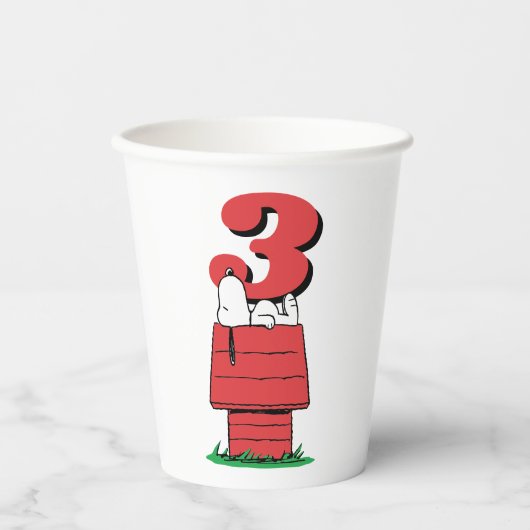 Peanuts Snoopy Dog House Birthday Paper Cups Papieren Bekers (Voorkant)