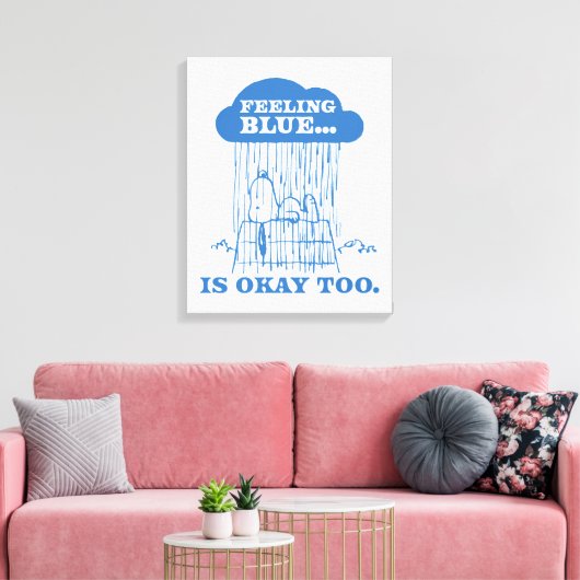 Peanuts | Snoopy Feeling Blue is ook OK Canvas Afdruk (Insitu (Woonkamer))