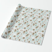 Peanuts | Snoopy Frosty Christmas Pattern Cadeaupapier (Uitgerold)