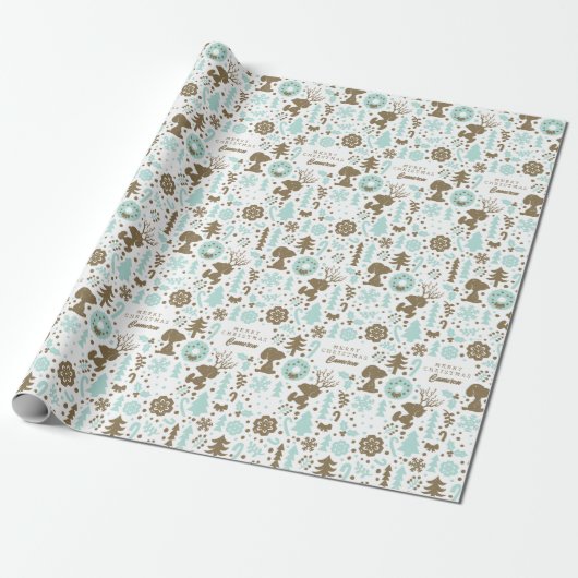 Peanuts | Snoopy Frosty Christmas Pattern Cadeaupapier (Uitgerold)