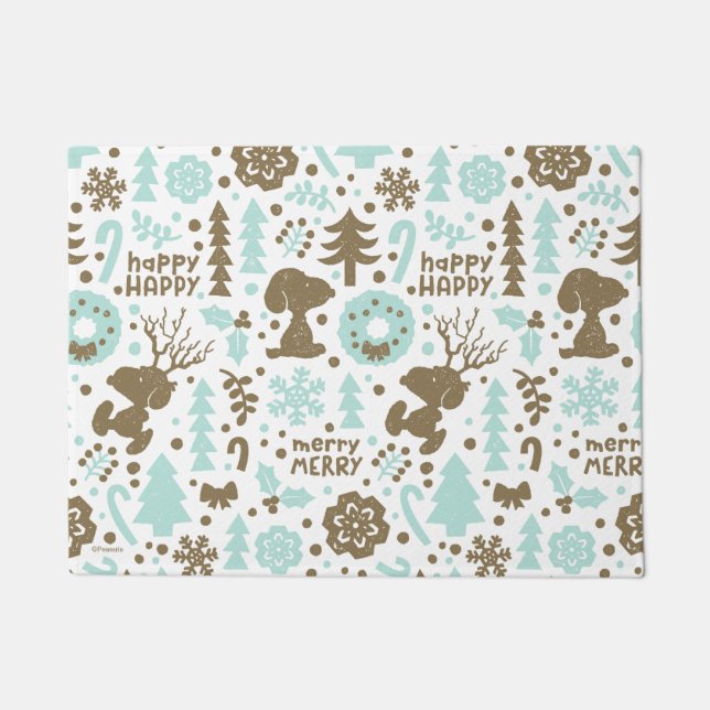 Peanuts | Snoopy Frosty Christmas Pattern Deurmat (Voorkant)