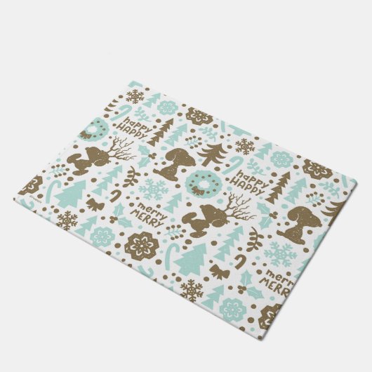 Peanuts | Snoopy Frosty Christmas Pattern Deurmat (Schuin)