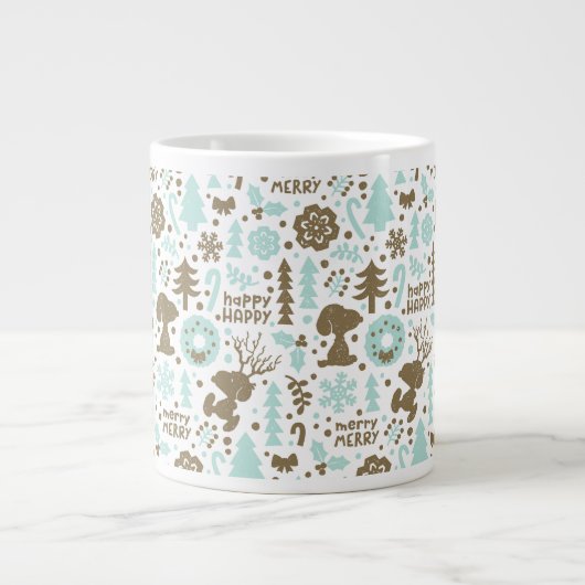 Peanuts | Snoopy Frosty Christmas Pattern Extra Grote Beker (Voorkant)