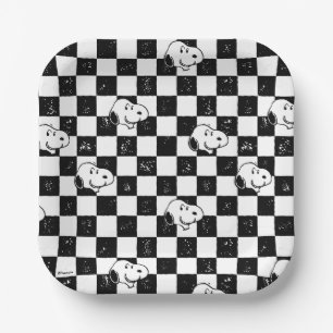 Peanuts   Snoopy geruite vlag Papieren Bordje