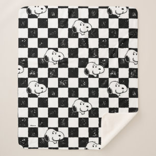 Peanuts Snoopy geruite vlag Sherpa Deken